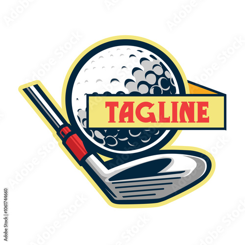 Golf logo. Golf putter and ball. Vector illustration