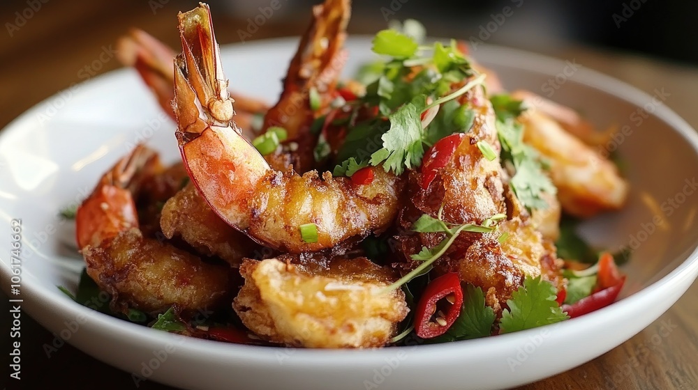 Delicious Fried Shrimp with Fresh Herbs and Spices Delicious Fried Shrimp with Fresh Herbs and Spices