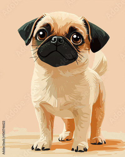 Sassy Pug Striking a Playful Pose with Adorable, Expressive Features