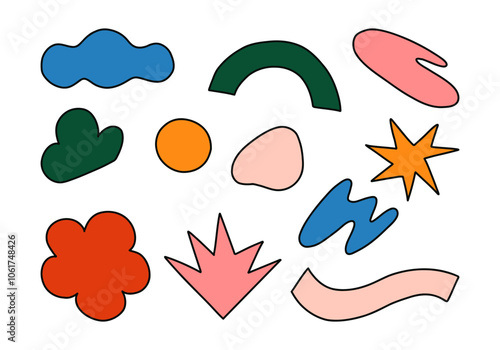 Collection of Abstract Outlined Shapes. A versatile set of 11 abstract hand-drawn shapes with bold outlines, designed to enhance creative projects with minimalist and modern art elements