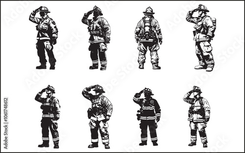 Fire Fighter silhouette Vector Art Icons and Graphics eps10 and jpg Free Download on adobestok 
