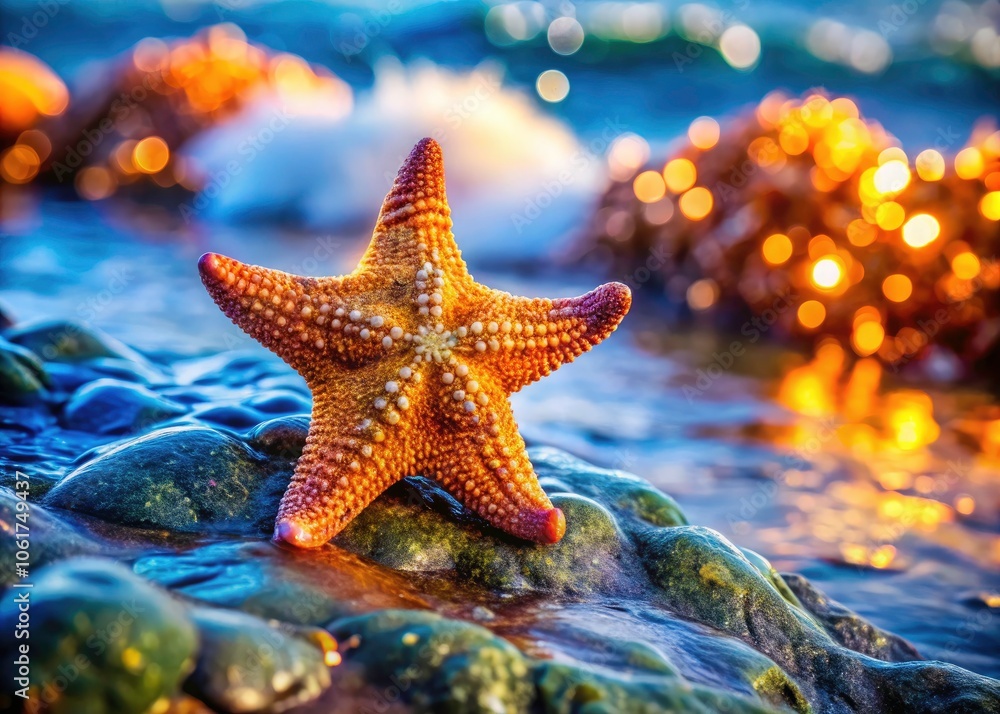 Close-Up of Starfish on Rocky Surface with Bokeh Effect - Nature Photography, Marine Life, Coastal Beauty, Ocean Textures, Underwater Scenes, Seaside Wonders, Aquatic Details, Close-Up Wonders Close-Up of Starfish on Rocky Surface with Bokeh Effect - Nature Photography, Marine Life, Coastal Beauty, Ocean Textures, Underwater Scenes, Seaside Wonders, Aquatic Details, Close-Up Wonders
