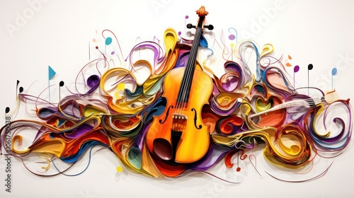 musical notes creatively shaped into human-like forms, featuring a vivid array of colors such as yellows, greens, and purples.