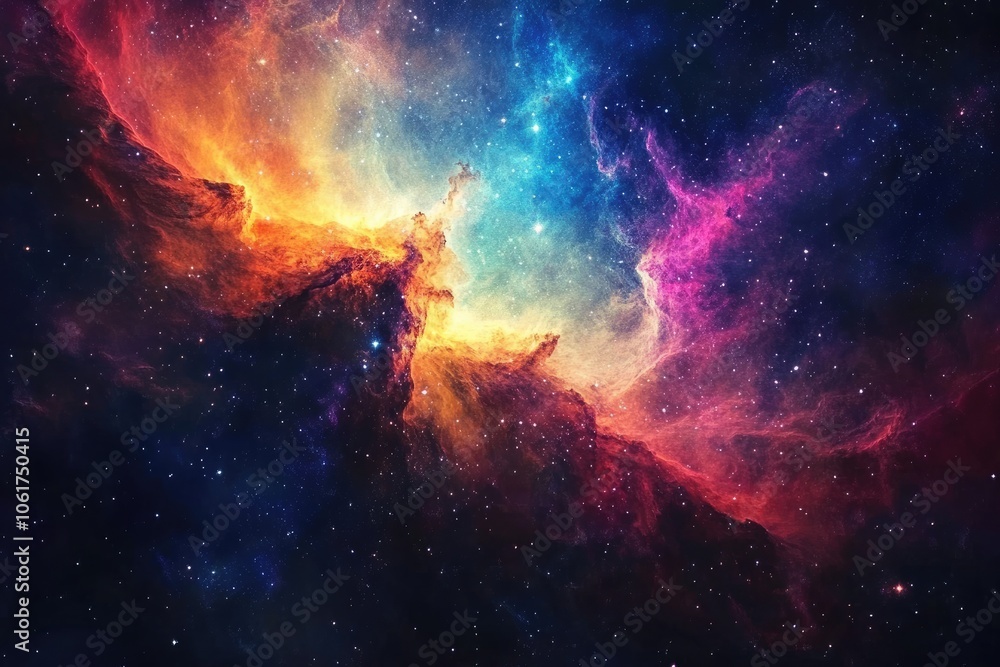 Fototapeta premium A Cosmic Nebula with Vibrant Colors and Starry Dust