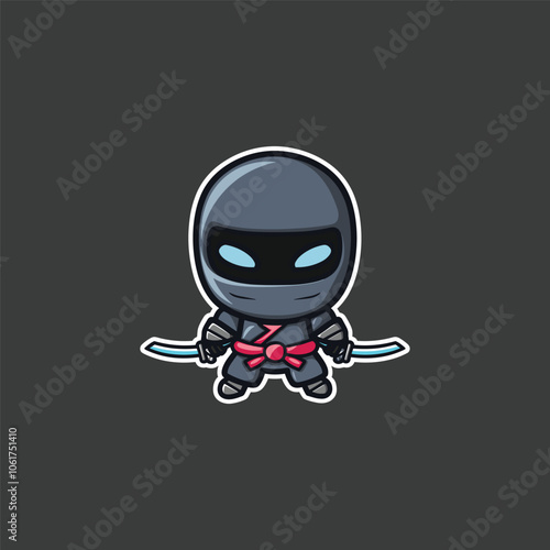 Robot ninja logo icon design template flat vector
