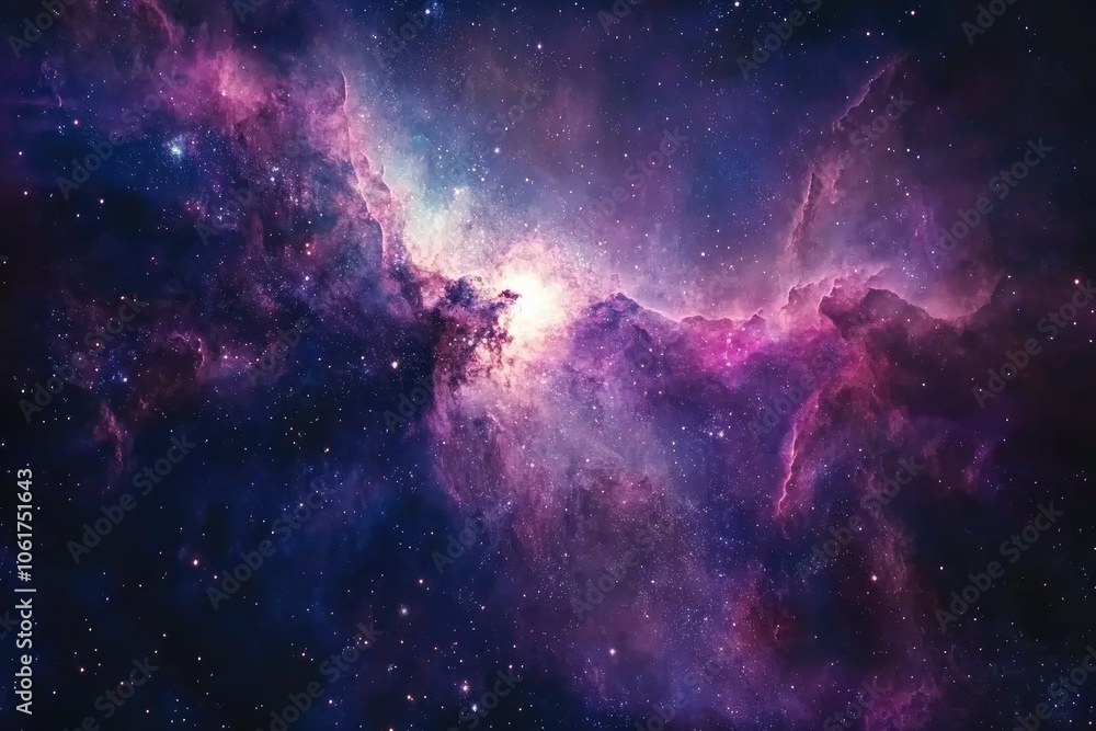 A Cosmic Nebula With Swirling Purple and White Gas Clouds A Cosmic Nebula With Swirling Purple and White Gas Clouds