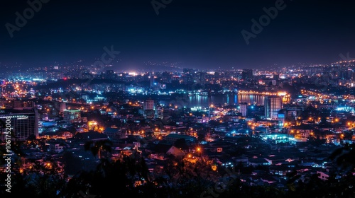 Wallpaper Mural Vibrant Nighttime Cityscape: An Energetic Adventure Awaits in a People-Free Urban Landscape. Torontodigital.ca