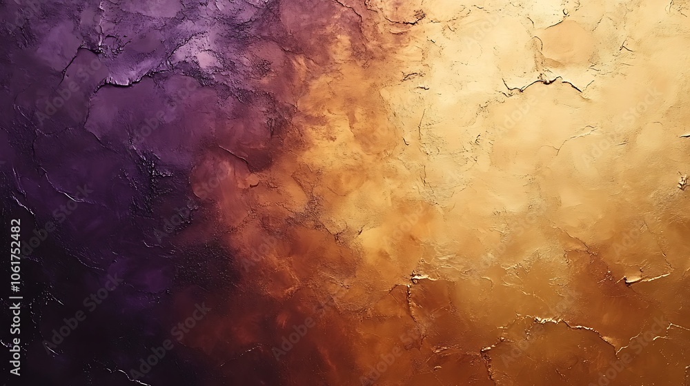 Naklejka premium Explore the vibrant textures of abstract art in golden and purple hues