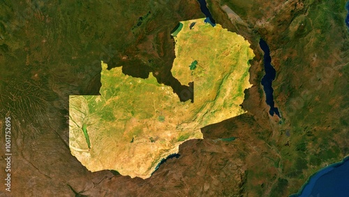 4K Zambia Territory Map in Africa, High Resolution Satellite View, Widescreen 4K Resolution photo