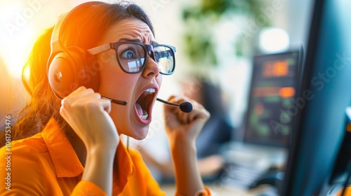 Angry Customer Experiencing Bait-and-Switch Scam with Customer Service Representative Over Phone Call about Hidden Costs from Low-Price Online Offer photo