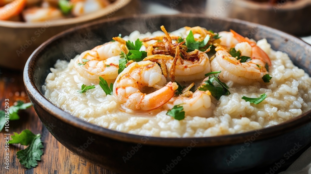 Creamy Shrimp Risotto in a Rustic Bowl Creamy Shrimp Risotto in a Rustic Bowl