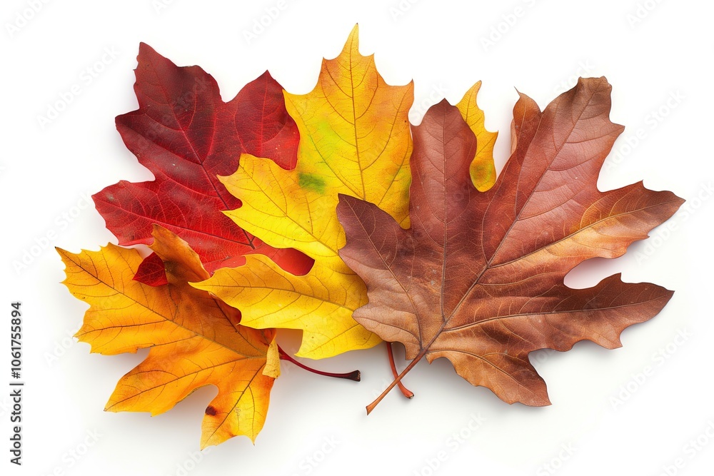 Autumn maple leaves isolated on white background. Top view. Flat lay. Autumn maple leaves isolated on white background. Top view. Flat lay.