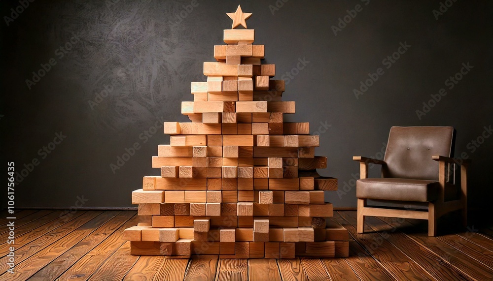 The wooden block tree is warm. The wooden block tree is warm.