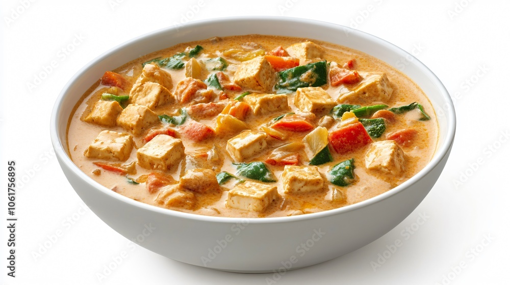 Delicious Tofu Curry in White Bowl Delicious Tofu Curry in White Bowl