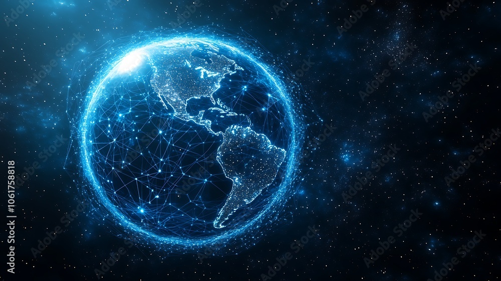 Digital map of the world with glowing connection, Technology network earth map Digital map of the world with glowing connection, Technology network earth map