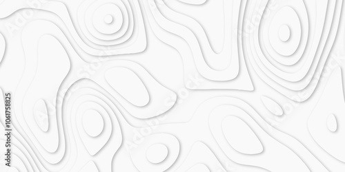 Abstract luxury white modern 3d papercut background. Minimal abstract vector wave carve diamond topography line circle creative topography map circle and wave line smooth multilayer pattern. papercut.