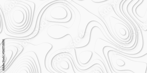 Abstract luxury white modern 3d papercut background. Minimal abstract vector wave carve diamond topography line circle creative topography map circle and wave line smooth multilayer pattern. papercut.
