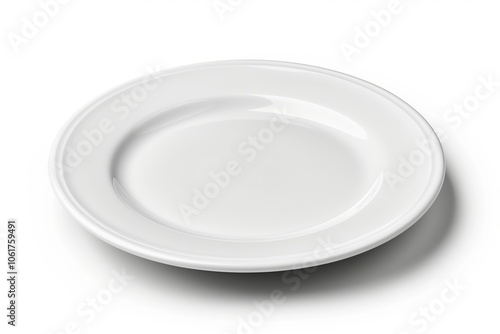 Empty white plate isolated on white background