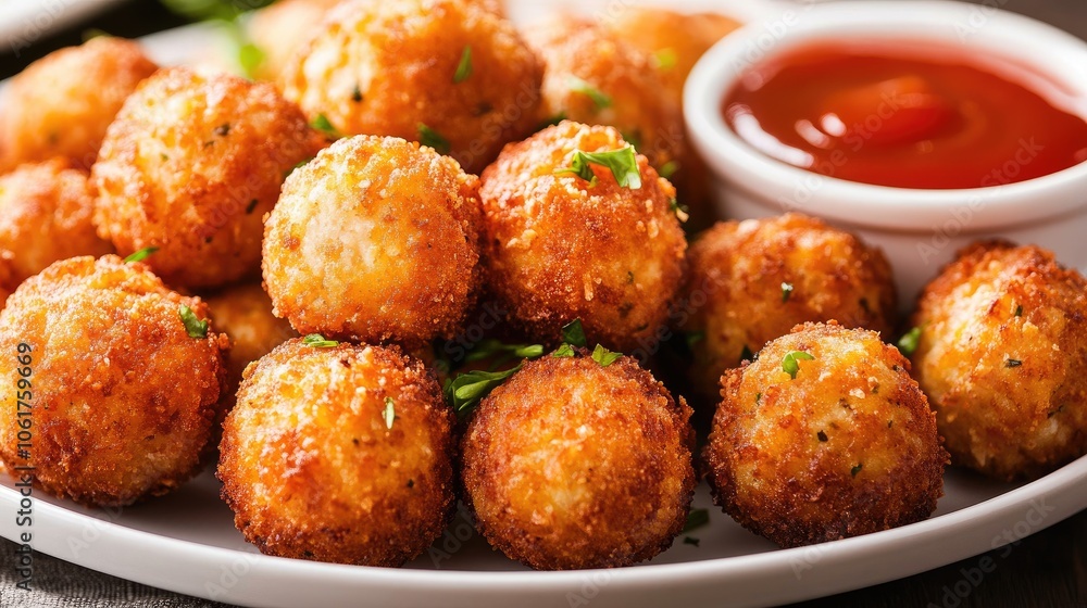 Crispy Snack Balls With Dipping Sauce Crispy Snack Balls With Dipping Sauce