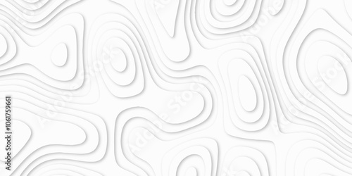 Abstract luxury white modern 3d papercut background. Minimal abstract vector wave carve diamond topography line circle creative topography map circle and wave line smooth multilayer pattern. papercut.