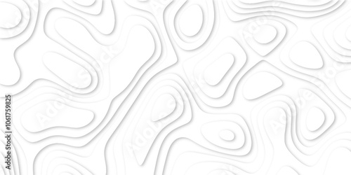 Abstract luxury white modern 3d papercut background. Minimal abstract vector wave carve diamond topography line circle creative topography map circle and wave line smooth multilayer pattern. papercut.