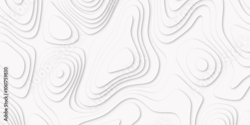 Abstract luxury white modern 3d papercut background. Minimal abstract vector wave carve diamond topography line circle creative topography map circle and wave line smooth multilayer pattern. papercut.