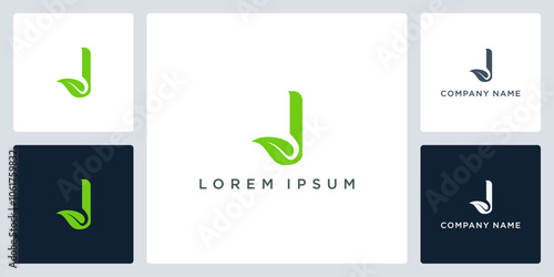 green Leaf letter J logo and icon editable photo