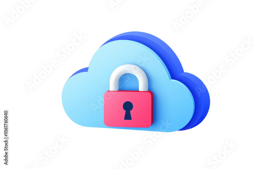 Secure Cloud Storage Concept with Lock Icon