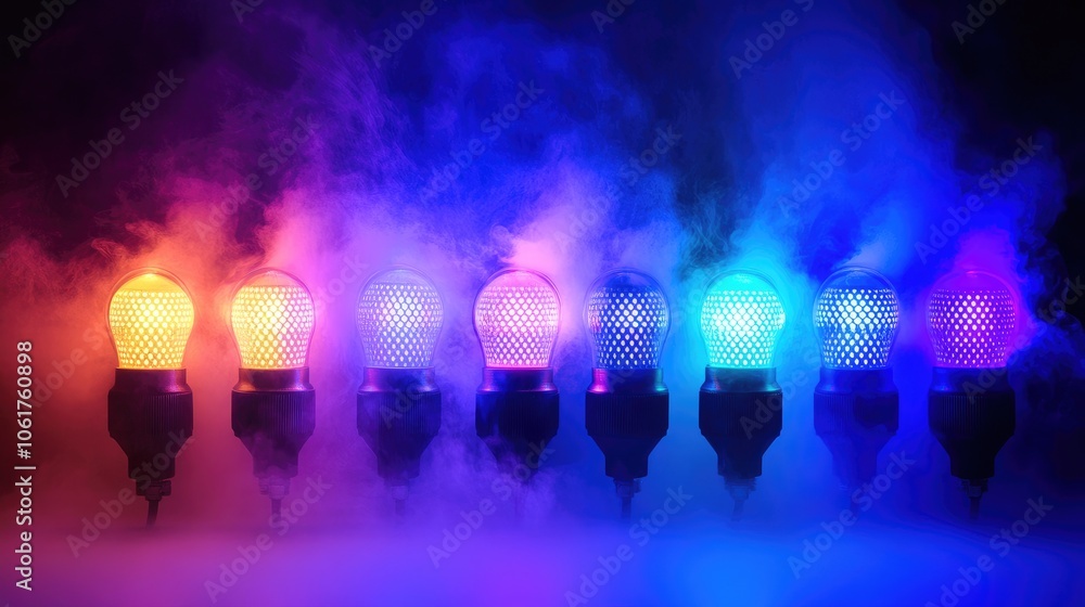 Colorful LED Lights with Fog Background Colorful LED Lights with Fog Background