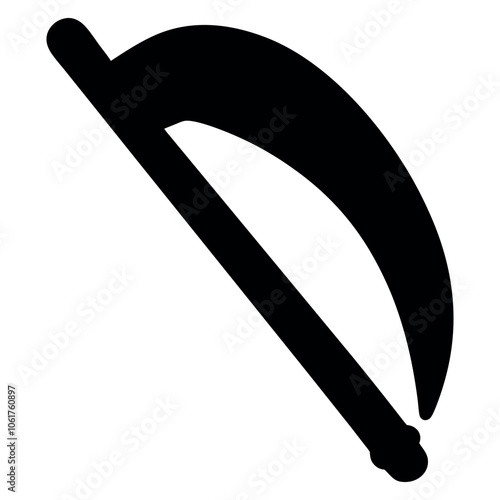 Black silhouette of a scythe on a white background