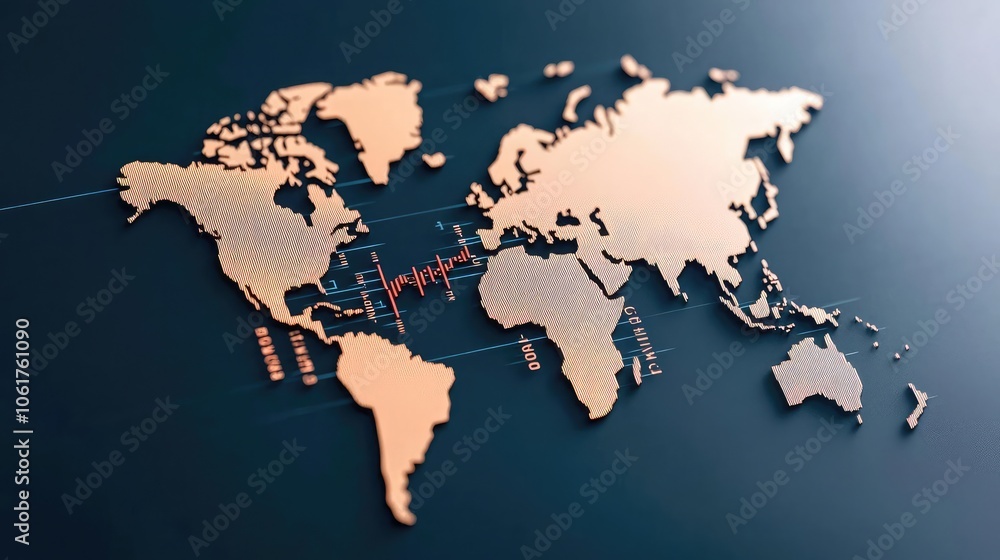 A detailed metal relief map of the world, showcasing continents with intricate lines representing data flow and connectivity on a sleek background. A detailed metal relief map of the world, showcasing continents with intricate lines representing data flow and connectivity on a sleek background.