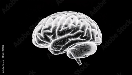 Detailed Monochrome Brain Icon with Neural Connections, Digital Artwork in Medium Shot