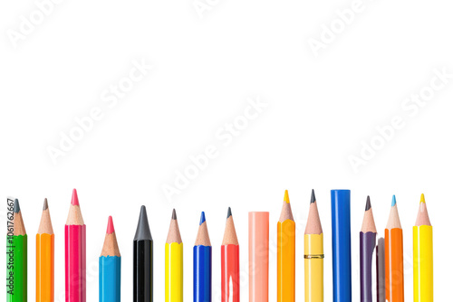 Colorful Pencils Aligned on Black Background