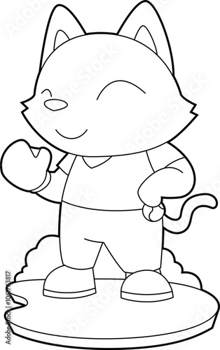 Cat Baseball Baseball glove Animal Vector Graphic Art Illustration