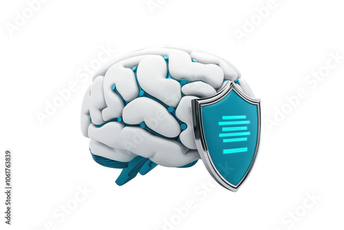 Brain Security Concept with Shield Protection