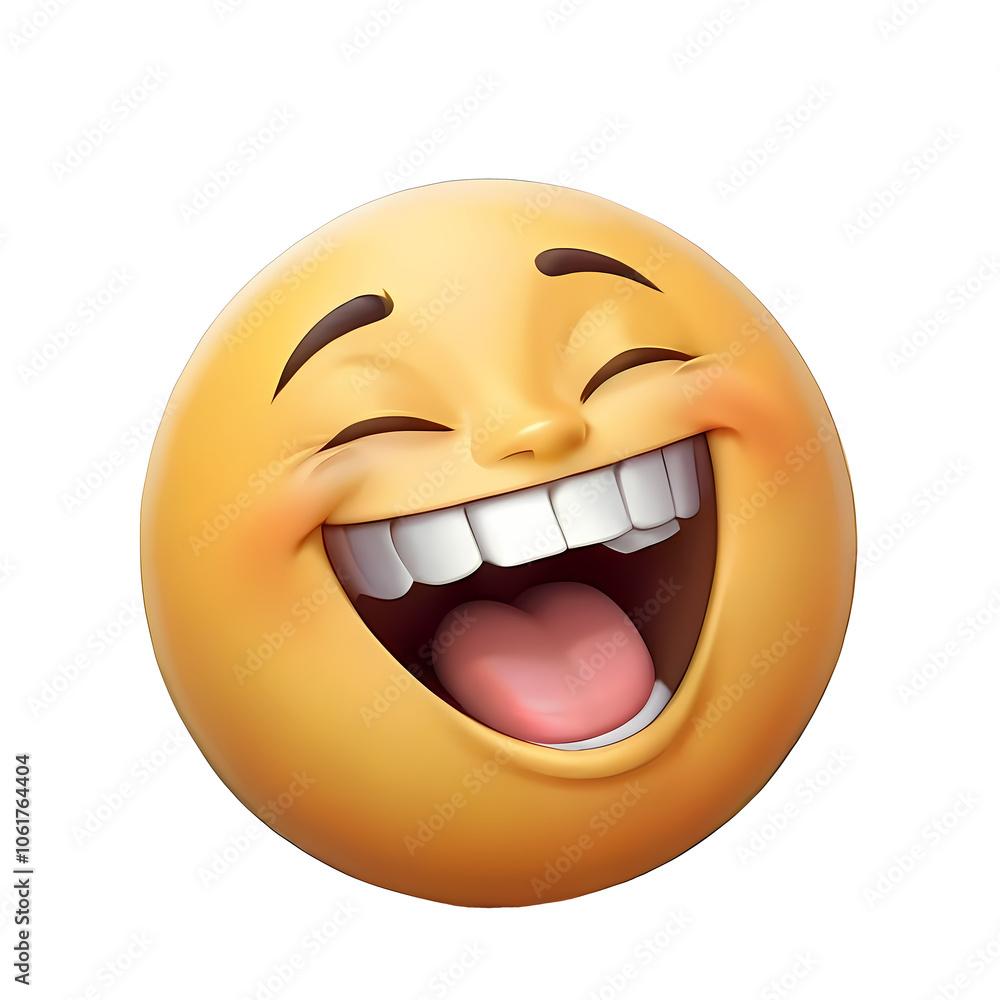 Fototapeta premium laughing emoji, 3D face expression, transparent background