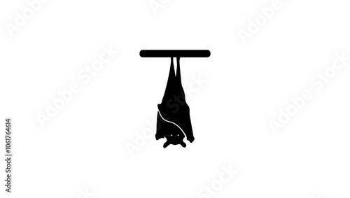 Sleeping bat , black isolated silhouette