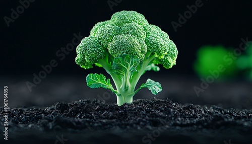 Wallpaper Mural Fresh Organic Broccoli Plant with Imperfections on Rustic Background - Healthy Eating Concept Torontodigital.ca