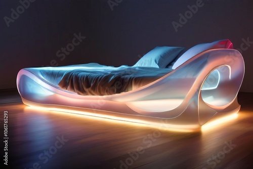 illuminated bed edge lighting luminogram a bed rendered in a lum photo