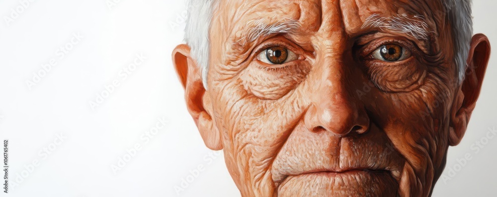 A close-up portrait of an elderly man, featuring deeply etched wrinkles, wise eyes, and a thoughtful expression against a simple light background. A close-up portrait of an elderly man, featuring deeply etched wrinkles, wise eyes, and a thoughtful expression against a simple light background.