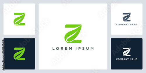 green Leaf letter Z logo and icon editable photo