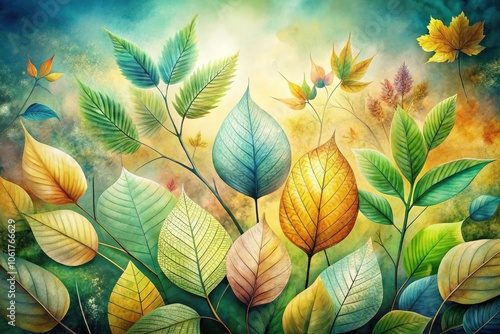 Wallpaper Mural Watercolor Leaf Design with Natural Leaf Details - Elegant Botanical Art for Home Decor and Creative Projects Torontodigital.ca