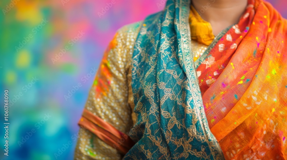 Obraz premium Holi traditional clothing vibrant colorful background