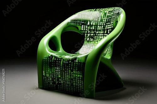 matrix code chaira chair formed by cascading green matrix code c photo