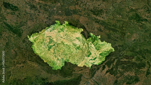 4K Czech Republic Territory Map in Europe, High Resolution Satellite View, Widescreen 4K Resolution
