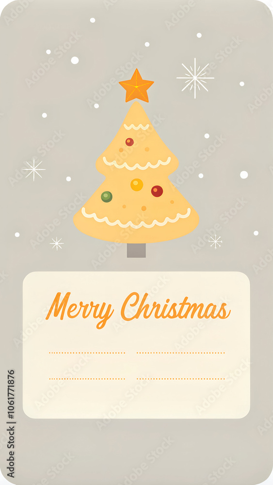 Naklejka premium Festive christmas card with decorative tree and star