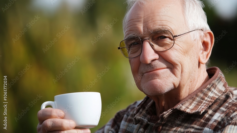 A man who is wearing glasses is holding a steaming cup of coffee A man who is wearing glasses is holding a steaming cup of coffee