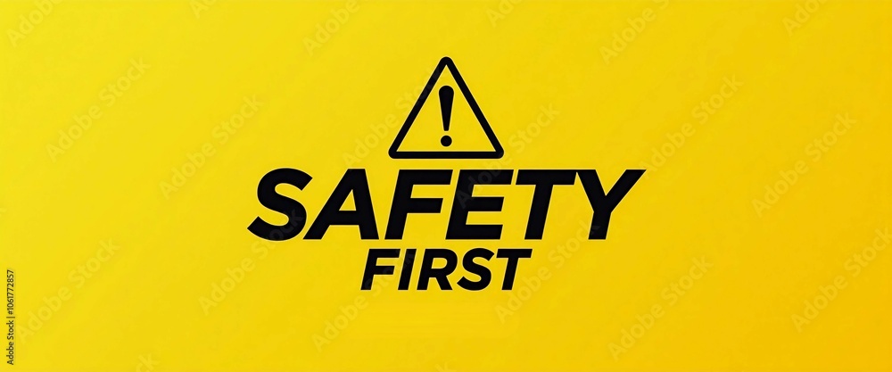 Obraz premium Bold Safety First Warning Sign on Yellow Background
