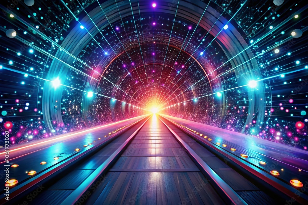 Digital Particle Stream Tunnel with Glowing Lights and Soft Trails, Abstract Background, Futuristic Design, Minimalist Art, Technology Visuals, Motion Graphics, Neon Aesthetic Digital Particle Stream Tunnel with Glowing Lights and Soft Trails, Abstract Background, Futuristic Design, Minimalist Art, Technology Visuals, Motion Graphics, Neon Aesthetic
