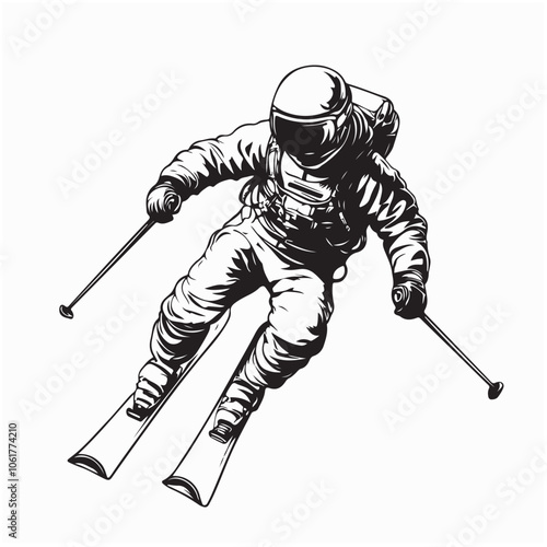 Sportsman skier Stock Vector Images isolated on white background.